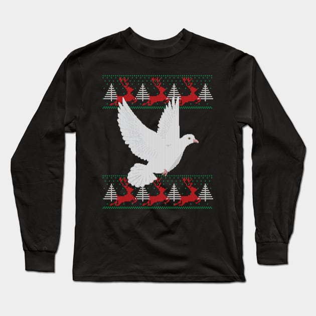 Ugly Christmas Pigeon Bird Long Sleeve T-Shirt by Shiva121